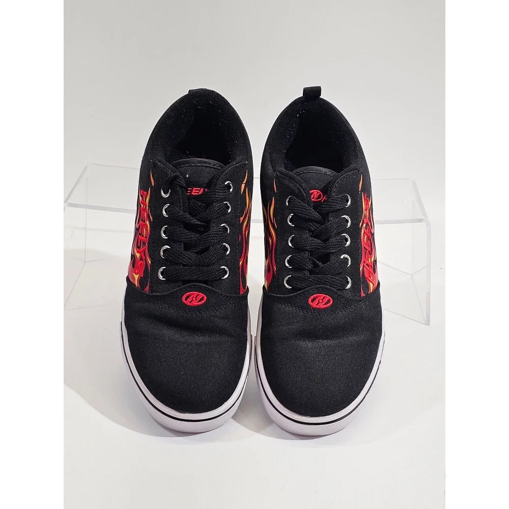 Heelys Pro 20 Prints Kids 6 Black Red Flame Canvas Roller Skate Shoes Sneakers
